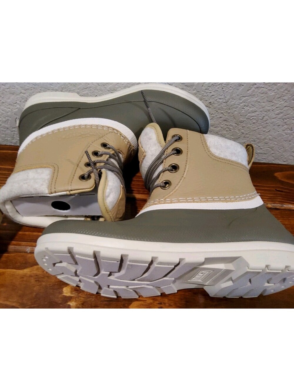 Muck Boots Originals Duck Lace Women’s 6 Waterproof Taupe/Walnut Rubber Rain - Picture 5 of 9